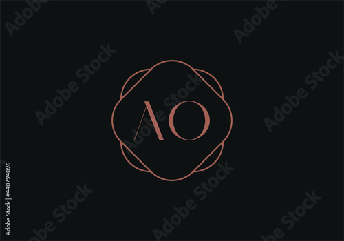 Initial letter AO logo design template