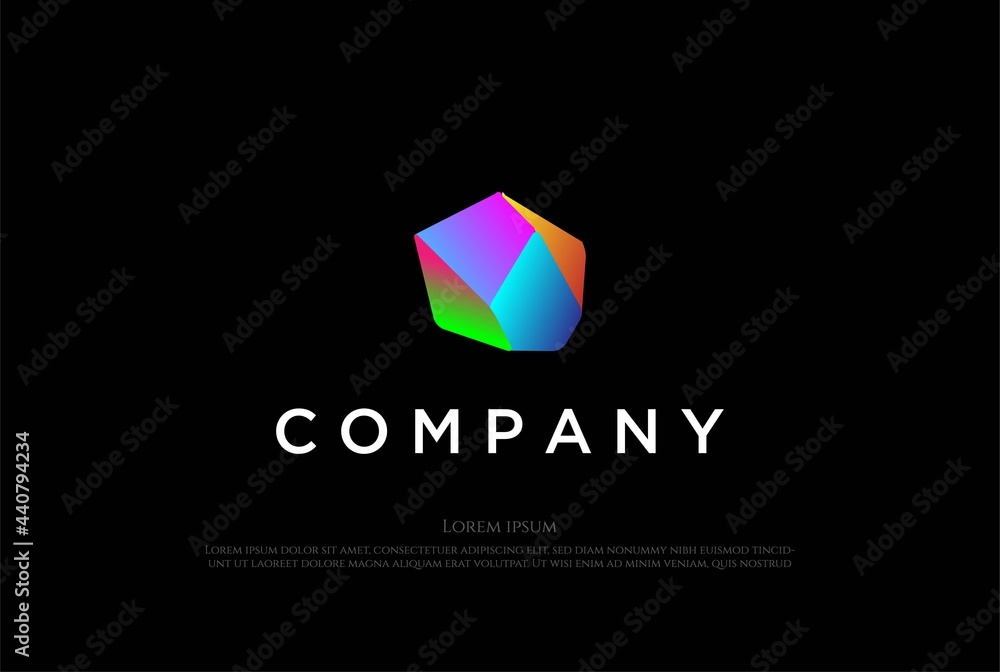 Colorful Modern 3D Diamond Crystal Gem Stone Rock Logo Design Vector Colorful Modern 3D Diamond Crystal Gem Stone Rock Logo Design Vector