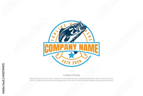 Vintage Jumping Largemouth Bass Salmon Carp Fish for Angler Fishing Sport Club Logo Design Vector