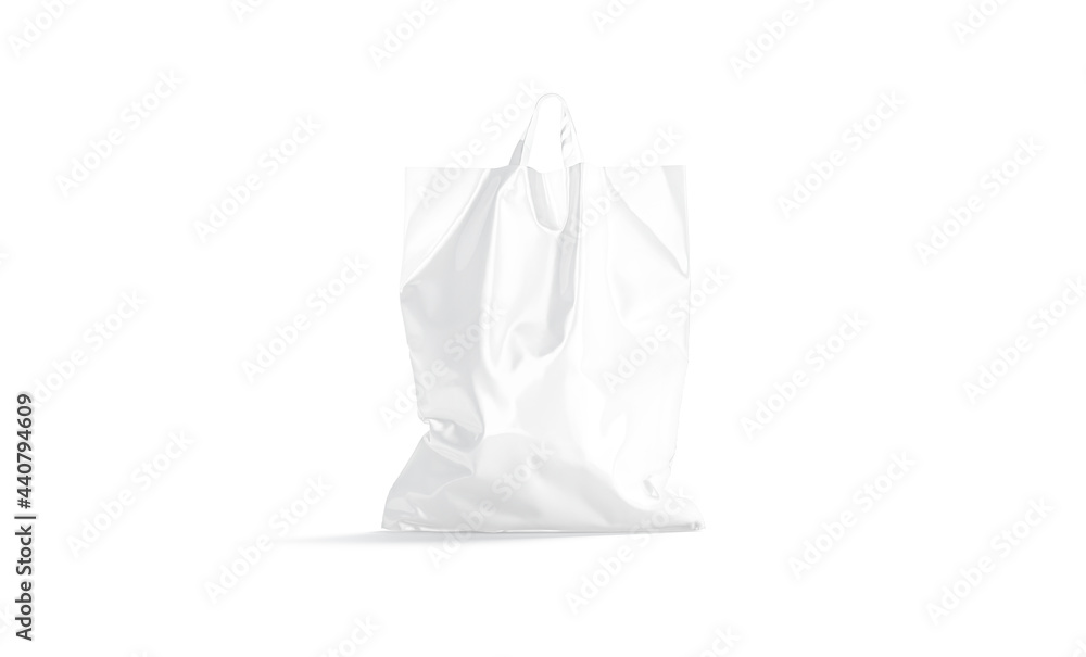 Blank white full loop handle plastic bag mockup, front view Blank white full loop handle plastic bag mockup, front view