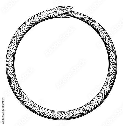 Ouroboros Uroboros Serpent Snake Vintage Woodcut