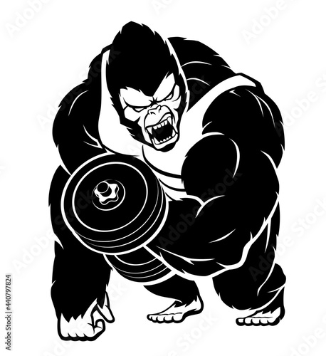 Gorilla Work Out, Gym Illustration