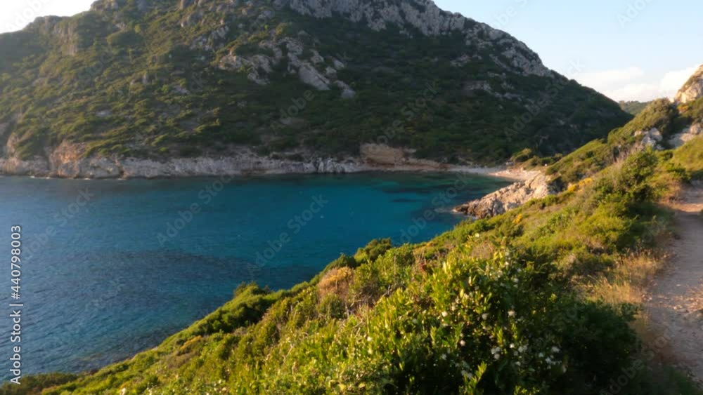 Walk on the beautiful porto timoni beach in corfu Walk on the beautiful porto timoni beach in corfu