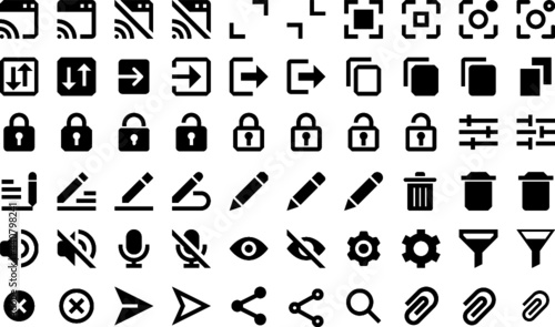 Icon pack of actions on the internet