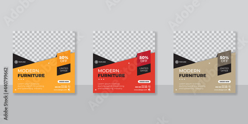 Modern Furniture social media post templates design