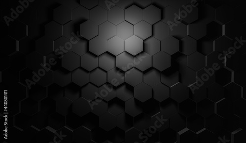 3d hexagon abstract background. Technological concept. beautiful texture dark background illustration © chunyawut