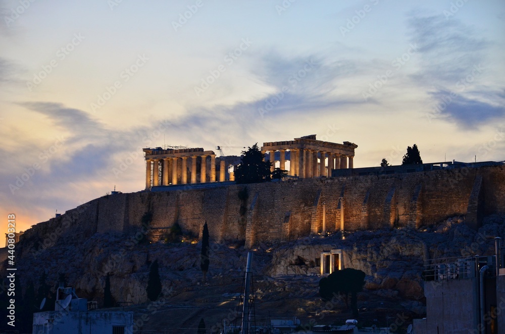 Parthenon Athen Dämmerung