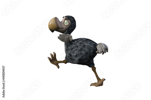 Funny cartoon character vulture baby isolated on a white background. 3d figure, clip art as a template for collage. 3d rendering, 3d illustration.