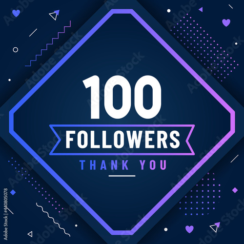 Thank you 100 followers celebration modern colorful design.