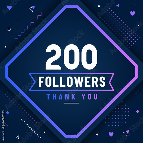 Thank you 200 followers celebration modern colorful design.