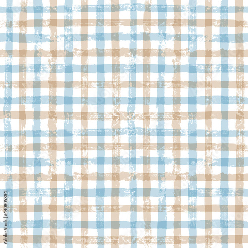 Blue Gingham seamless pattern. watercolor stripes, tartan texture for spring picnic table cloth, shirts, plaid, clothes, dresses, blankets, paper. vector checkered summer paint brush strokes
