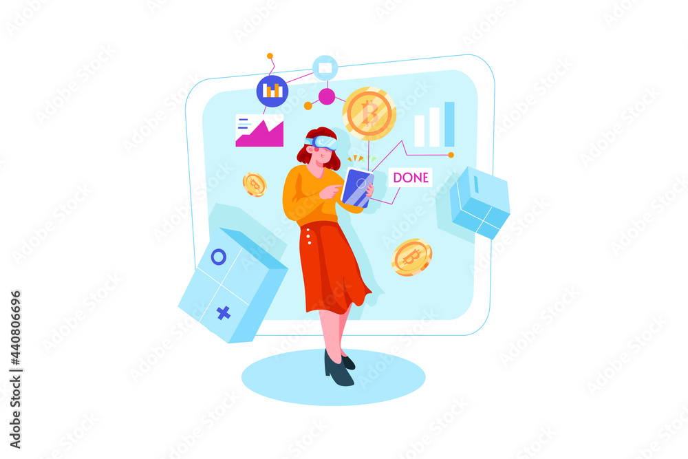 AR Blockchain Platform Illustration concept. Flat illustration isolated on white background. AR Blockchain Platform Illustration concept. Flat illustration isolated on white background.