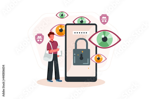 Private Data Protection Illustration concept. Flat illustration isolated on white background.