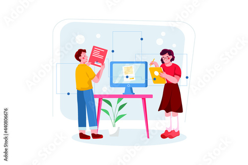 Digital Signature Illustration concept. Flat illustration isolated on white background.