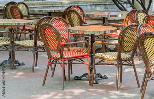 Fototapeta Naklejka Na Ścianę i Meble -  chairs and tables in the summer cafe