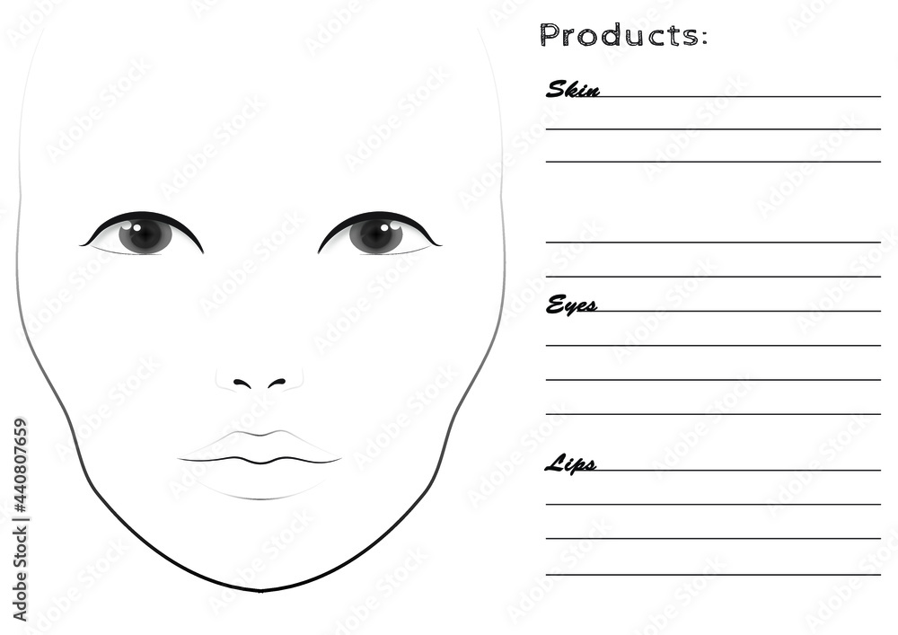 Face chart for make up artist