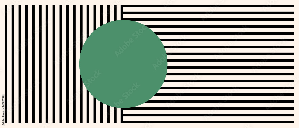 Abstract minimalist background with stripes and circle - obrazy, fototapety, plakaty 