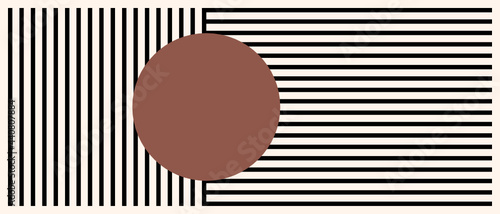 Abstract minimalist background with stripes and circle