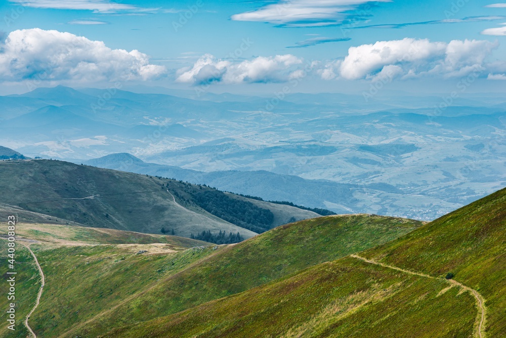 Majestic Carpathian Mountain Gemba, Pylypets', part of Borzhava mountain system. Mountain landscape. Ukraine.