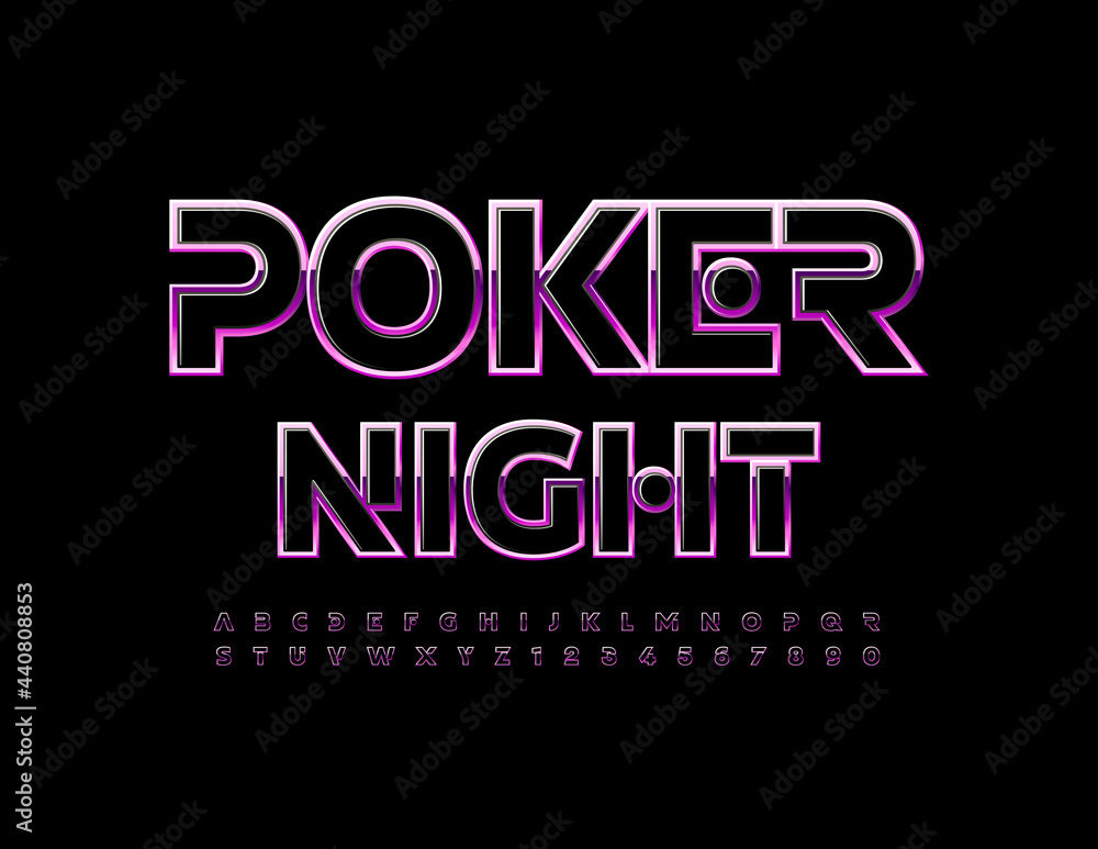 Fototapeta premium Vector bright Banner Poker Night. Modern Stylish Font. Artistic Alphabet Letters and Numbers