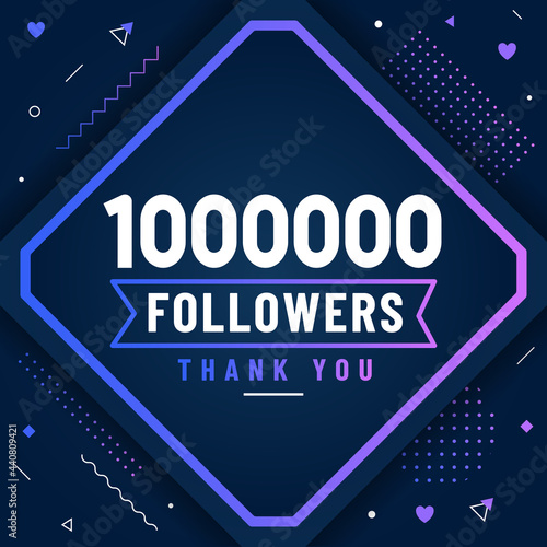 Thank you 1000000 followers, 1M followers celebration modern colorful design.