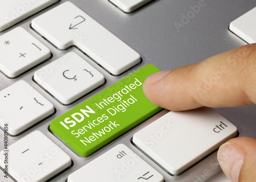 ISDN Integrated Services Digital Network - Inscription on Green Keyboard Key.