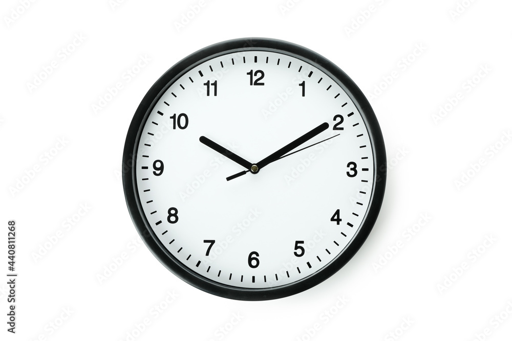 Black standard clock isolated on white background Black standard clock isolated on white background