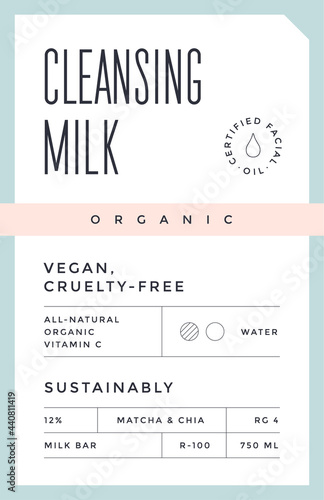 Minimal Label. Typographic modern vintage label, tag, sticker for natural brand, beauty packing. Retro design minimal label, tag of organic cosmetics, old school style, typography. Vector Illustration