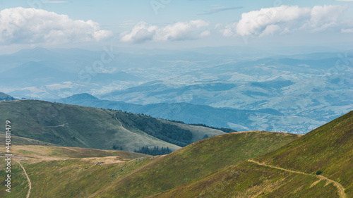 Majestic Carpathian Mountain Gemba, Pylypets', part of Borzhava mountain system. Mountain landscape. Ukraine.