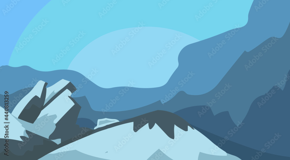 Vector of Inca Camina Snow Mountain with 
 Simpify Illustration Style