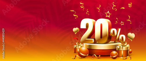 Up To 20 off sale banner, promotion flyer, gift discount. Vector