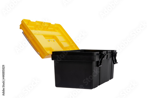 open big black toolbox for carried construction tools photo