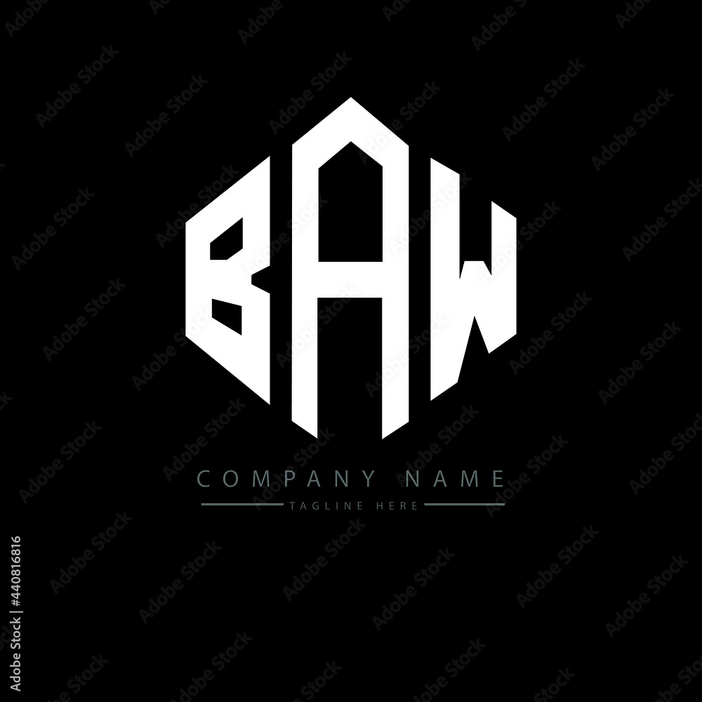 BAW letter logo design with polygon shape. BAW polygon logo monogram