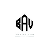 BAV letter logo design with polygon shape. BAV polygon logo monogram. BAV cube logo design. BAV hexagon vector logo template white and black colors. BAV monogram, BAV business and real estate logo. 