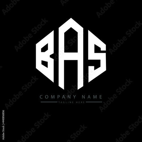 BAS letter logo design with polygon shape. BAS polygon logo monogram. BAS cube logo design. BAS hexagon vector logo template white and black colors. BAS monogram, BAS business and real estate logo. 