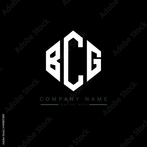 BCG letter logo design with polygon shape. BCG polygon logo monogram. BCG cube logo design. BCG hexagon vector logo template white and black colors. BCG monogram, BCG business and real estate logo.  photo