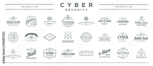 Big Set of Vector Cyber Security Identity Badges and Signs