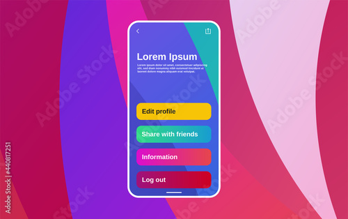 App or Game Interface design with smart device or smartphone frame. Abstract background corresponds with interface design.