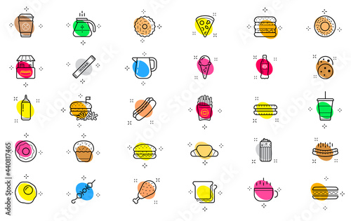 Set of Vector Fastfood Fast Food. Icons.