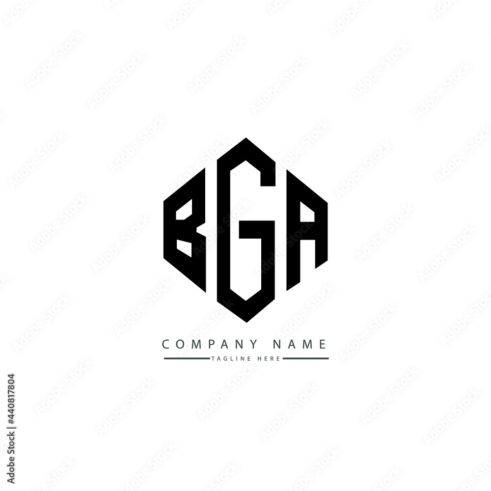 BGA letter logo design with polygon shape. BGA polygon logo monogram