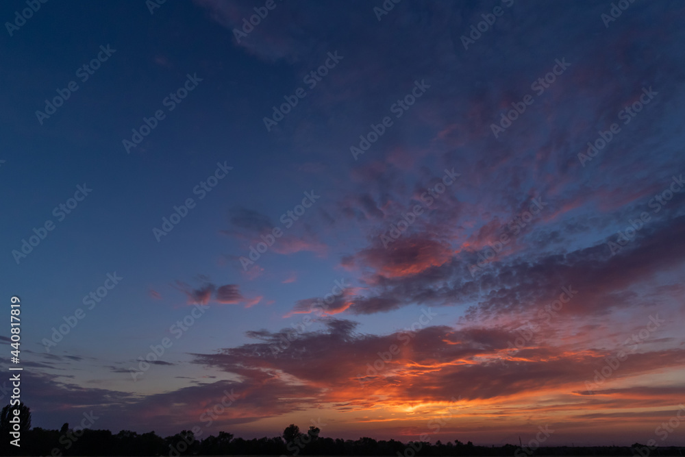 Beautiful clouds on blue sky after sunset