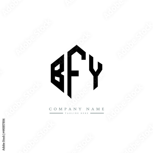 BFY letter logo design with polygon shape. BFY polygon logo monogram. BFY cube logo design. BFY hexagon vector logo template white and black colors. BFY monogram, BFY business and real estate logo. 