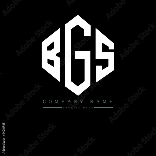 BGS letter logo design with polygon shape. BGS polygon logo monogram. BGS cube logo design. BGS hexagon vector logo template white and black colors. BGS monogram, BGS business and real estate logo.  photo