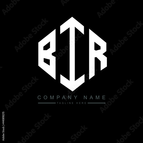BIR letter logo design with polygon shape. BIR polygon logo monogram. BIR cube logo design. BIR hexagon vector logo template white and black colors. BIR monogram, BIR business and real estate logo. 