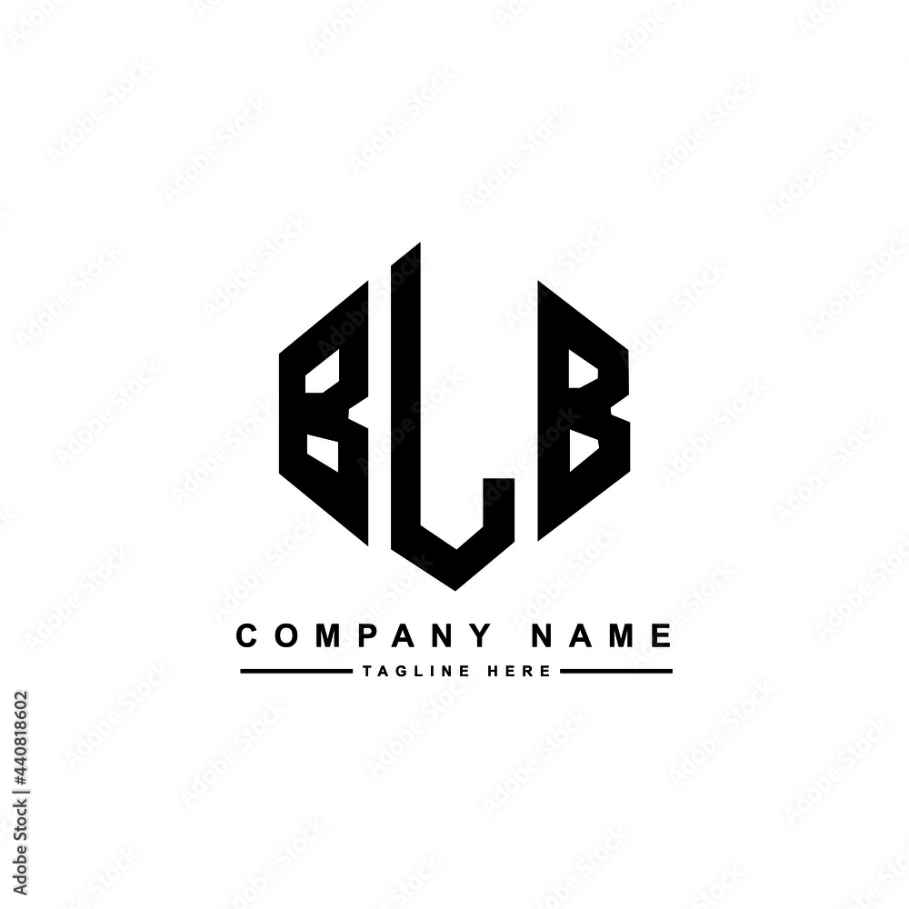 Obraz premium BLB letter logo design with polygon shape. BLB polygon logo monogram. BLB cube logo design. BLB hexagon vector logo template white and black colors. BLB monogram, BLB business and real estate logo. 