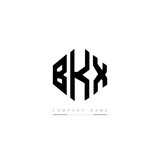 BKX letter logo design with polygon shape. BKX polygon logo monogram. BKX cube logo design. BKX hexagon vector logo template white and black colors. BKX monogram, BKX business and real estate logo. 