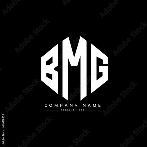 BMG letter logo design with polygon shape. BMG polygon logo monogram. BMG cube logo design. BMG hexagon vector logo template white and black colors. BMG monogram, BMG business and real estate logo.  photo