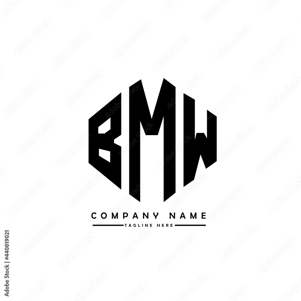 BMW letter logo design with polygon shape. BMW polygon logo monogram. BMW cube logo design. BMW hexagon vector logo template white and black colors. BMW monogram, BMW business and real estate logo. 
