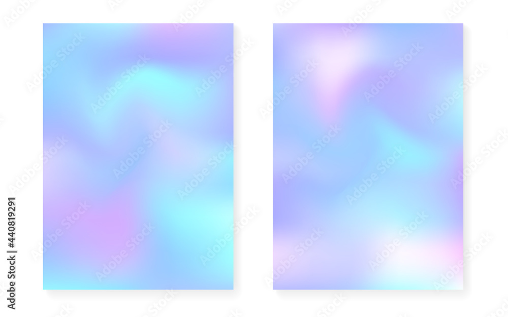 Fototapeta premium Holographic cover set with hologram gradient background.