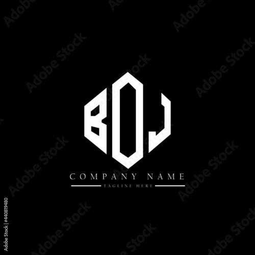 BOJ letter logo design with polygon shape. BOJ polygon logo monogram. BOJ cube logo design. BOJ hexagon vector logo template white and black colors. BOJ monogram, BOJ business and real estate logo. 